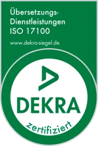 Dekra Prüfsiegel der ISO-17100 Zertifizierung
